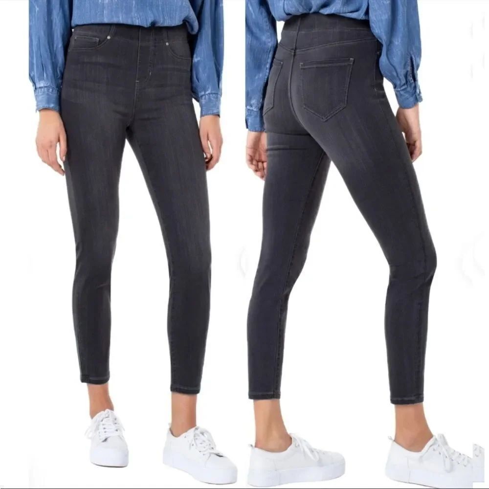 Liverpool the skinny pull-on washed black stretch high rise jeans size 6/28